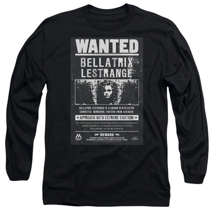 Harry Potter Wanted Bellatrix Mens Long Sleeve Shirt Black