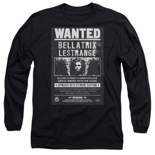 Harry Potter Wanted Bellatrix Mens Long Sleeve Shirt Black