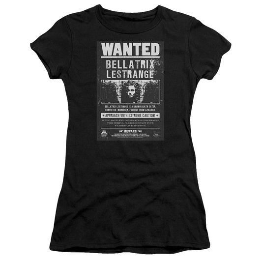 Harry Potter Wanted Bellatrix Junior Sheer Cap Sleeve Womens T Shirt Black