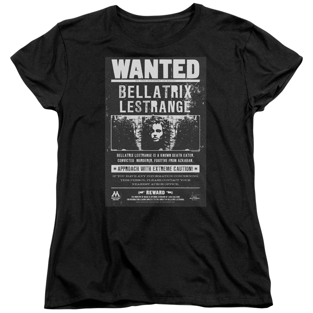 Harry Potter Wanted Bellatrix Womens T Shirt Black