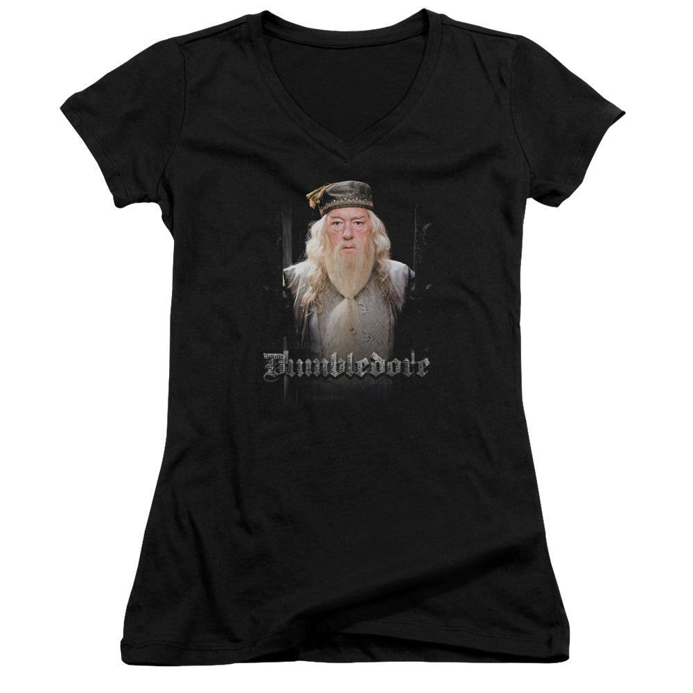 Harry Potter Dumble Doors Junior Sheer Cap Sleeve V-Neck Womens T Shirt Black