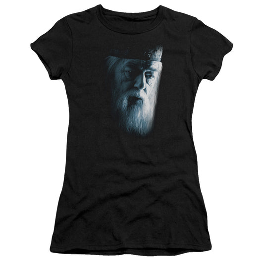 Harry Potter Dumbledore Face Junior Sheer Cap Sleeve Womens T Shirt Black