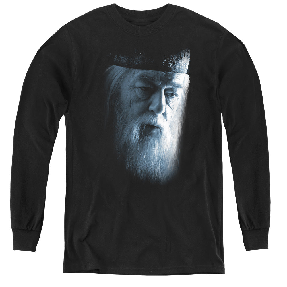Harry Potter Dumbledore Face Long Sleeve Kids Youth T Shirt Black