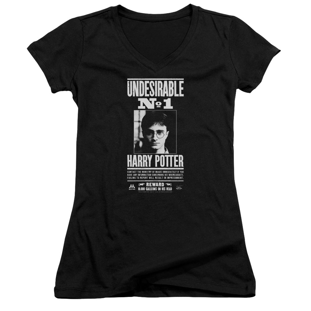 Harry Potter Undesirable No 1 Junior Sheer Cap Sleeve V-Neck Womens T Shirt Black