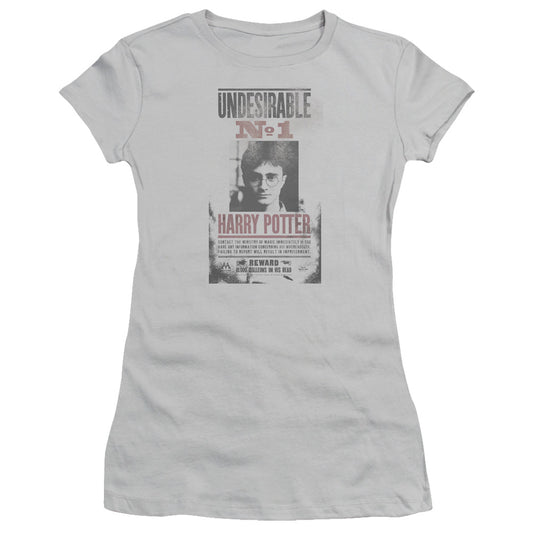 Harry Potter Undesirable No 1 Distressed Junior Sheer Cap Sleeve Womens T Shirt Silver