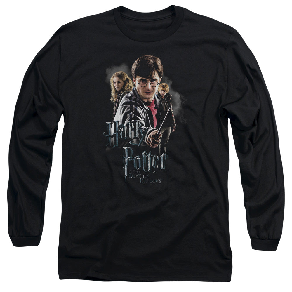 Harry Potter Deathly Hollows Cast Mens Long Sleeve Shirt Black