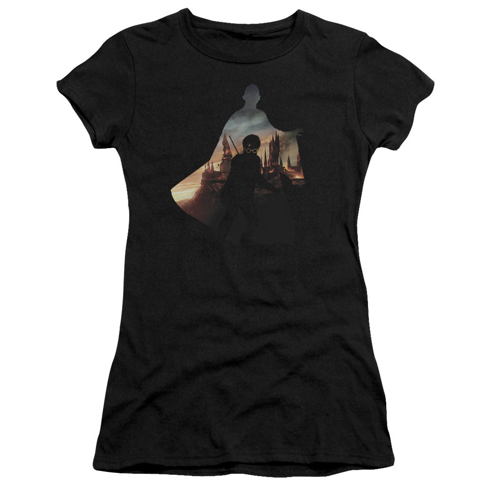 Harry Potter Voldemort Looms Junior Sheer Cap Sleeve Womens T Shirt Black