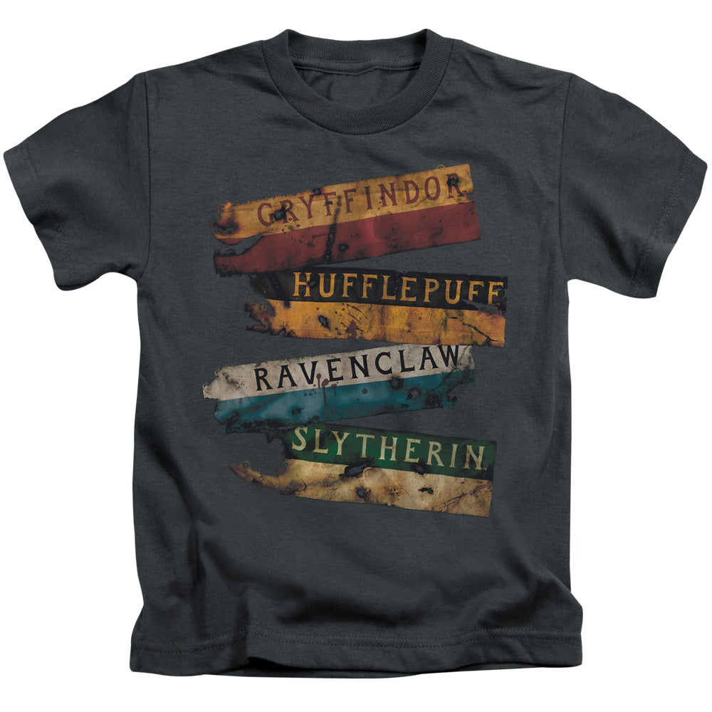 Harry Potter Burnt Banners Juvenile Kids Youth T Shirt Charcoal