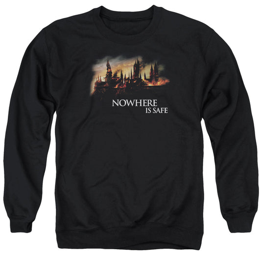 Harry Potter Burning Hogwarts Mens Crewneck Sweatshirt Black