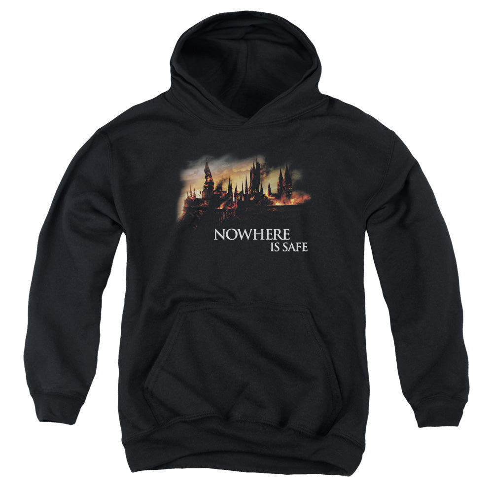 Harry Potter Burning Hogwarts Kids Youth Hoodie Black