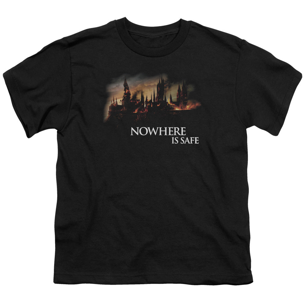Harry Potter Burning Hogwarts Kids Youth T Shirt Black