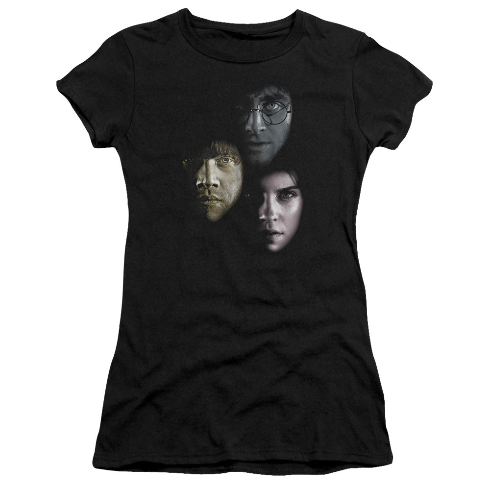 Harry Potter Hero Heads Junior Sheer Cap Sleeve Womens T Shirt Black