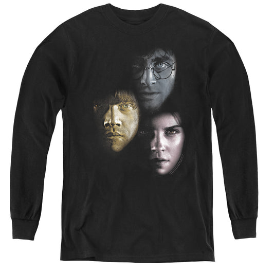 Harry Potter Hero Heads Long Sleeve Kids Youth T Shirt Black