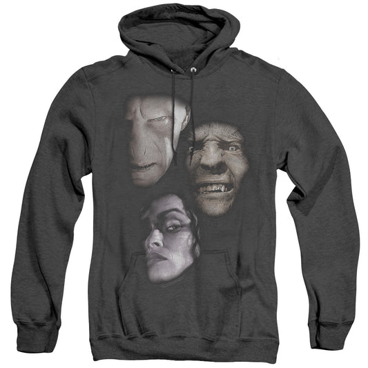 Harry Potter Villian Heads Heather Mens Hoodie Black