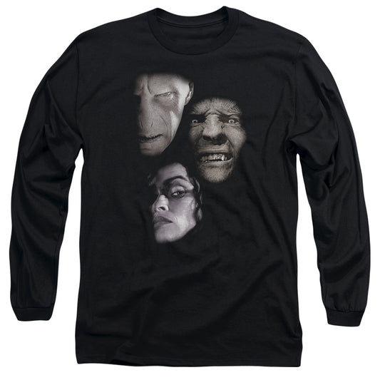 Harry Potter Villian Heads Mens Long Sleeve Shirt Black