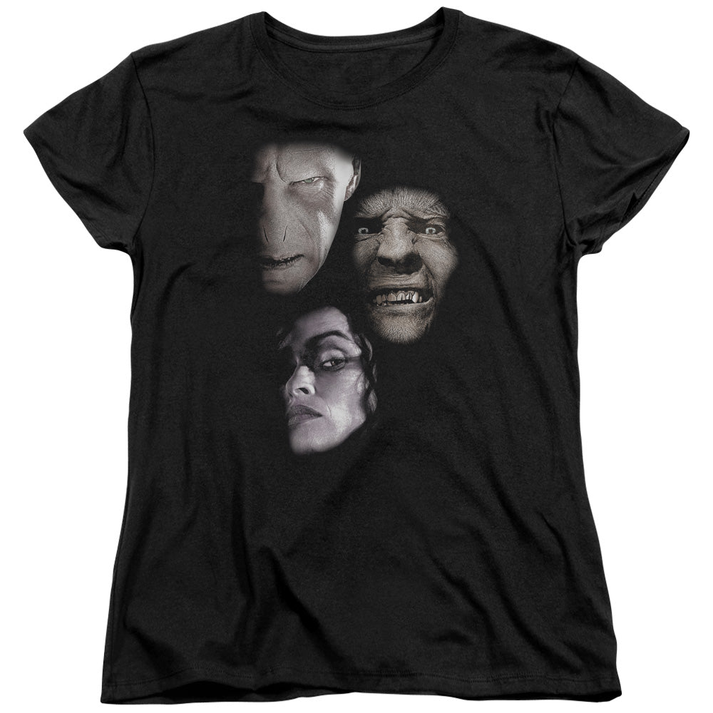 Harry Potter Villian Heads Womens T Shirt Black