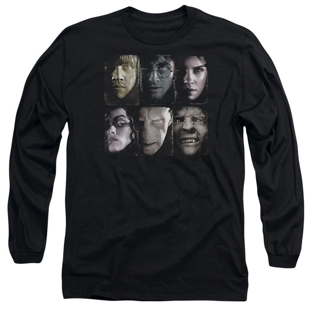 Harry Potter Horizontal Heads Mens Long Sleeve Shirt Black