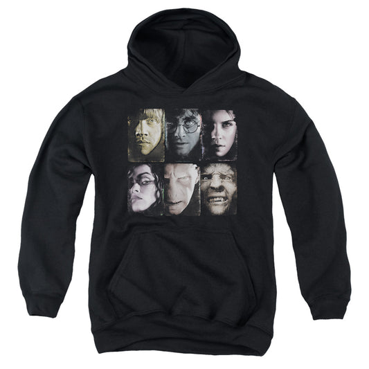 Harry Potter Horizontal Heads Kids Youth Hoodie Black