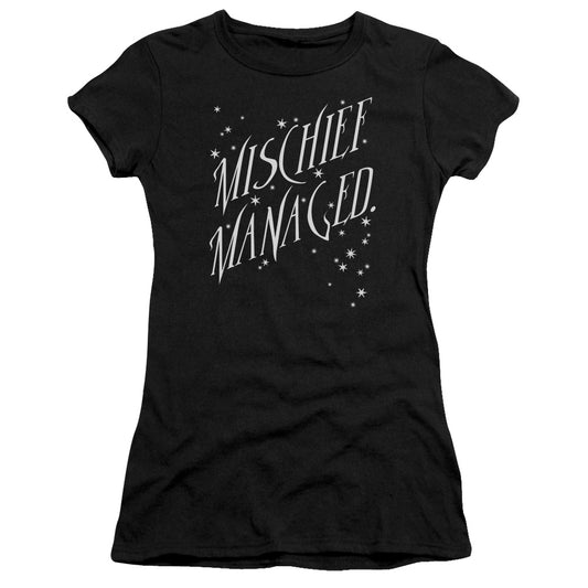 Harry Potter Mischief Managed 4 Junior Sheer Cap Sleeve Womens T Shirt Black