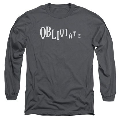 Harry Potter Obliviate Mens Long Sleeve Shirt Charcoal