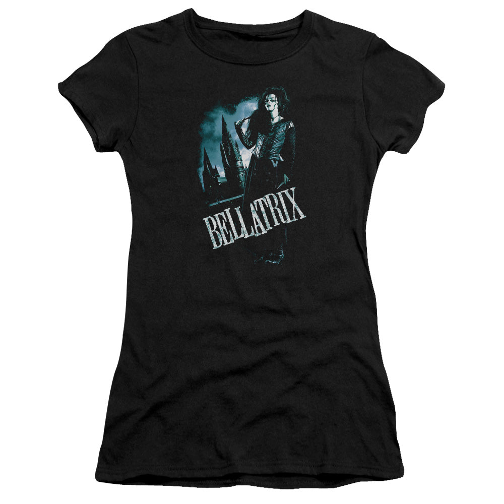 Harry Potter Bellatrix Full Body Junior Sheer Cap Sleeve Womens T Shirt Black