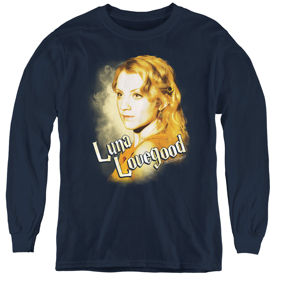 Harry Potter Luna Closeup Long Sleeve Kids Youth T Shirt Navy Blue