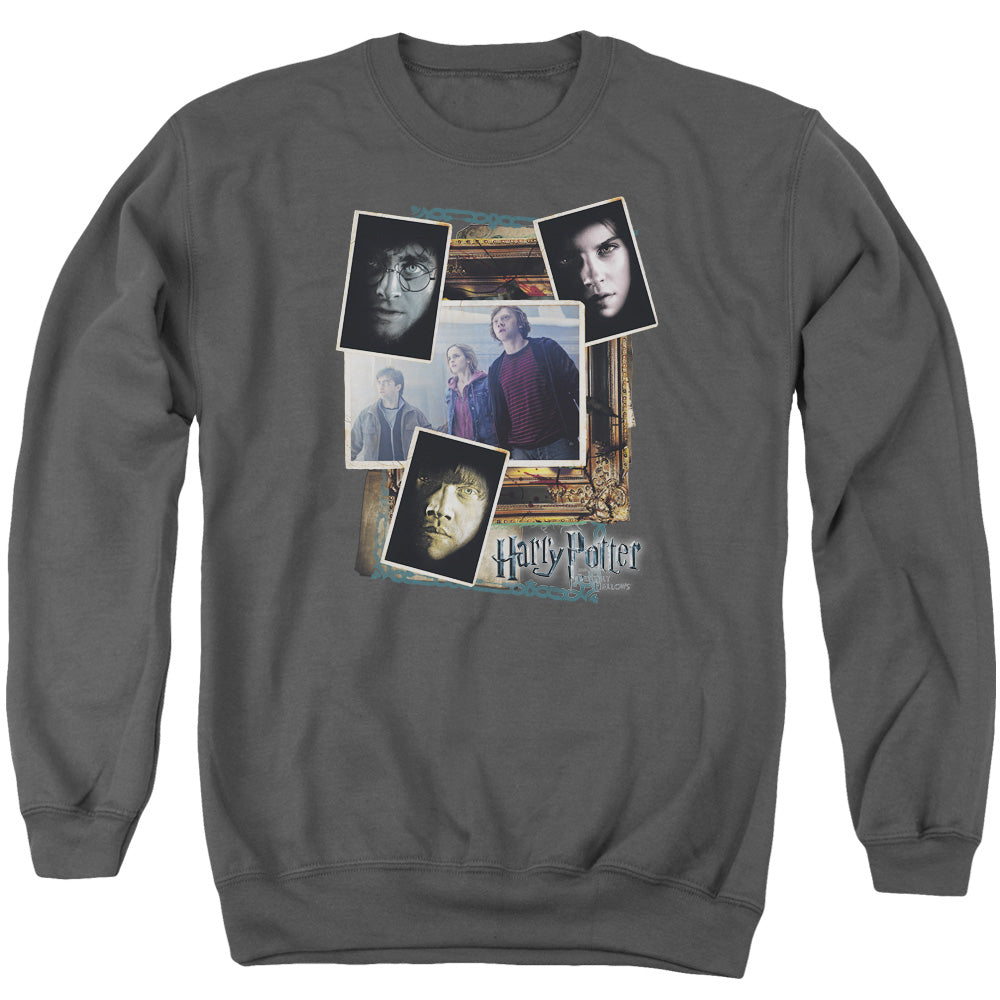 Harry Potter Trio Collage Mens Crewneck Sweatshirt Charcoal