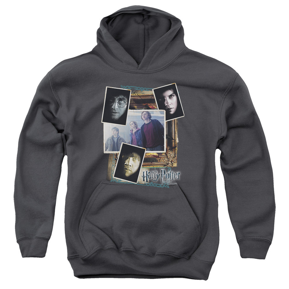 Harry Potter Trio Collage Kids Youth Hoodie Charcoal