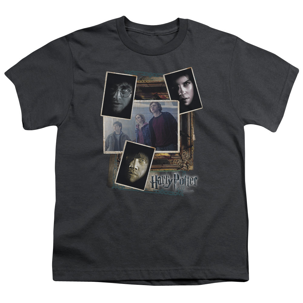 Harry Potter Trio Collage Kids Youth T Shirt Charcoal