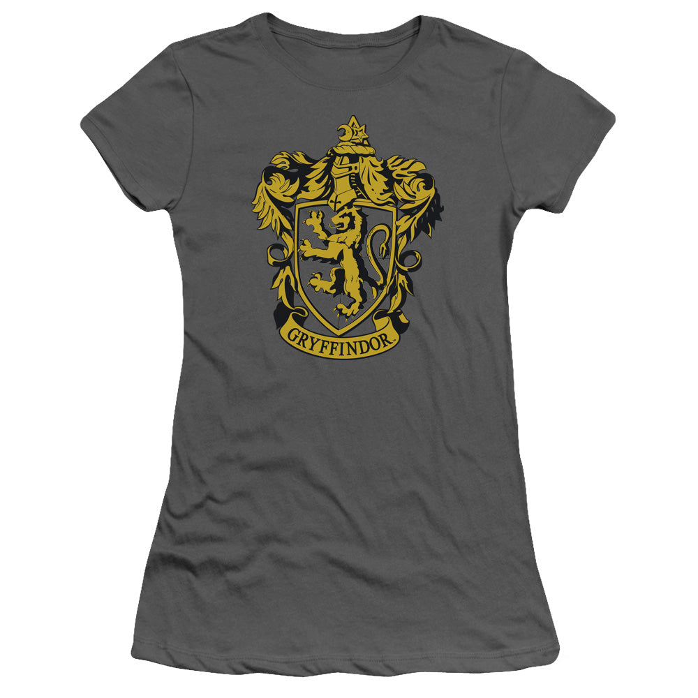 Harry Potter Gryffindor Crest Junior Sheer Cap Sleeve Womens T Shirt Charcoal