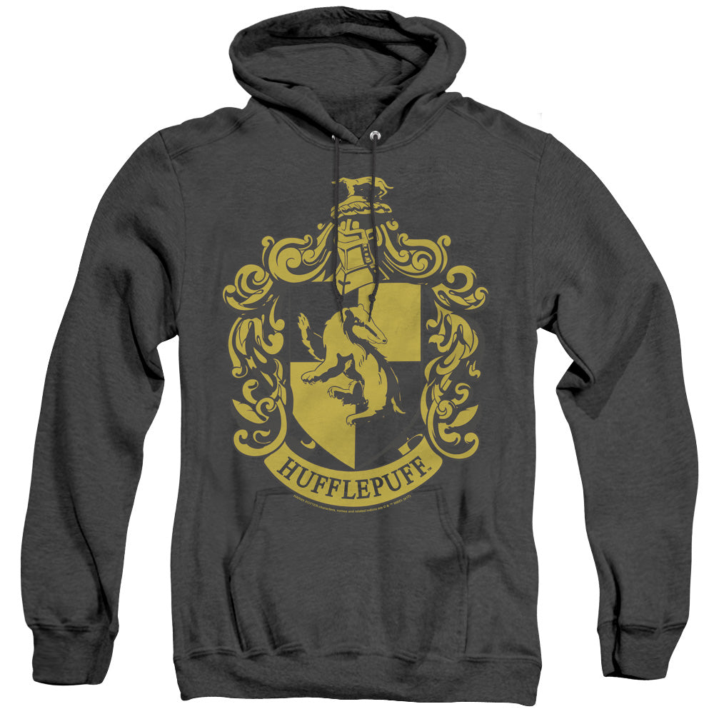 Harry Potter Hufflepuff Crest Mens Heather Hoodie Black Officially Licensed