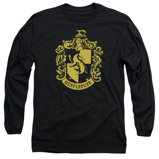 Harry Potter Hufflepuff Crest Mens Long Sleeve Shirt Black