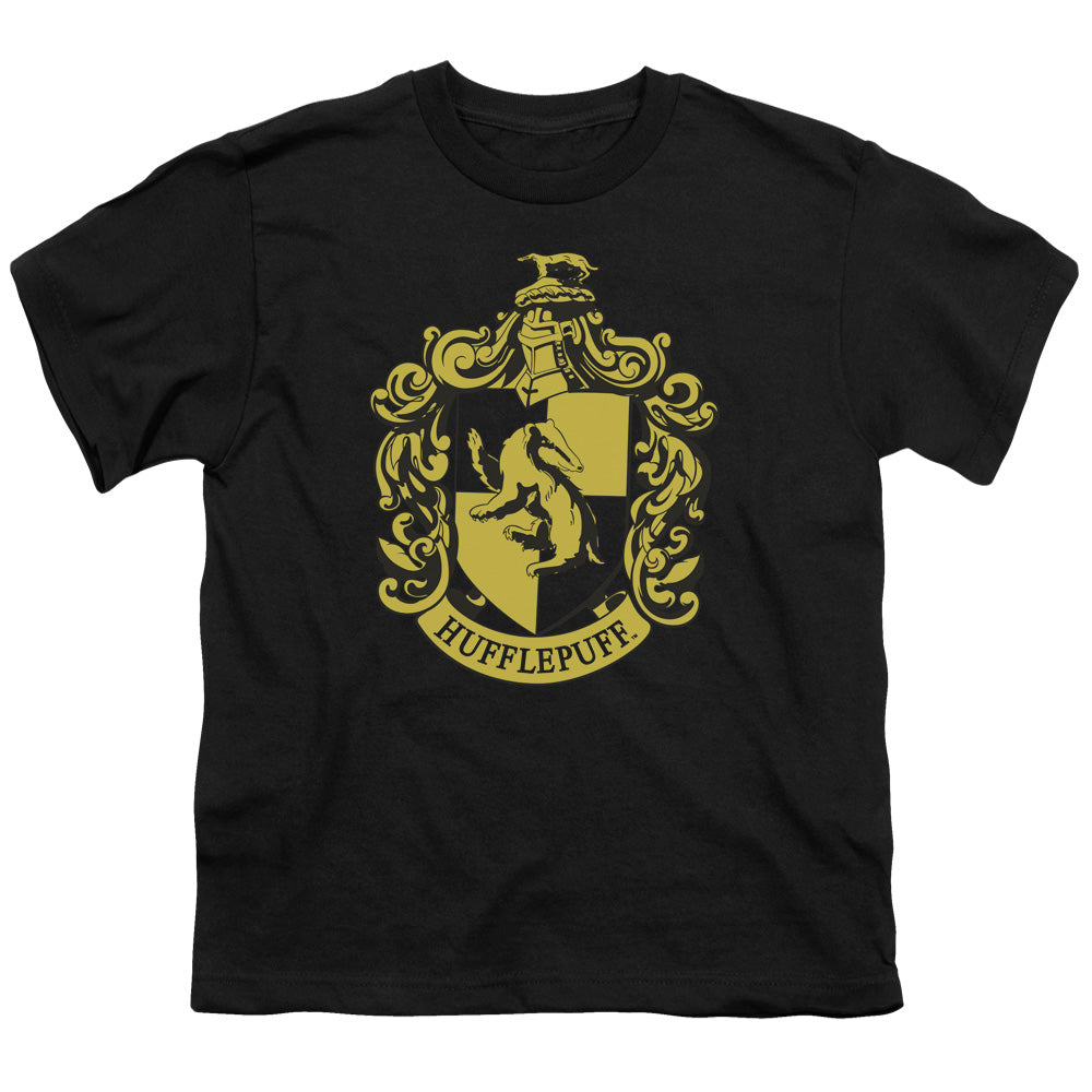 Harry Potter Hufflepuff Crest Kids Youth T Shirt Black