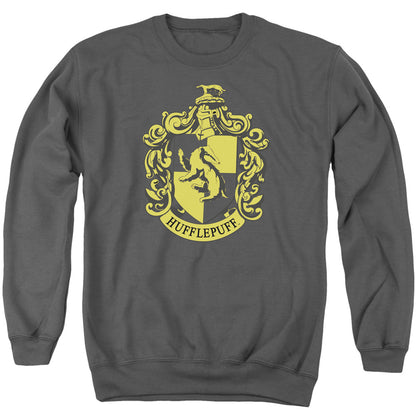 Harry Potter Hufflepuff Crest Mens Crewneck Sweatshirt Charcoal