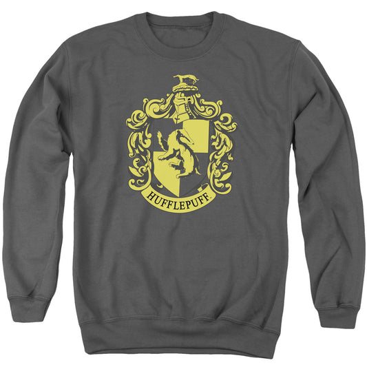 Harry Potter Hufflepuff Crest Mens Crewneck Sweatshirt Charcoal