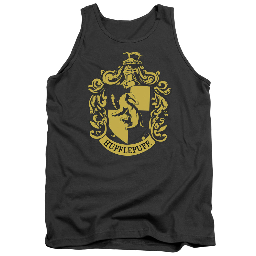 Harry Potter Hufflepuff Crest Mens Tank Top Shirt Charcoal