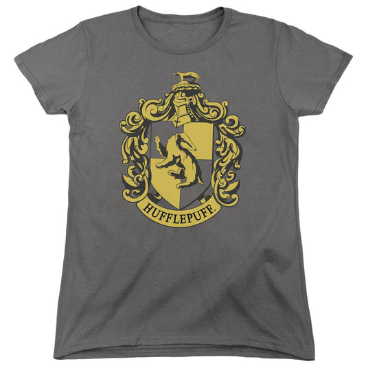 Harry Potter Hufflepuff Crest Womens T Shirt Charcoal