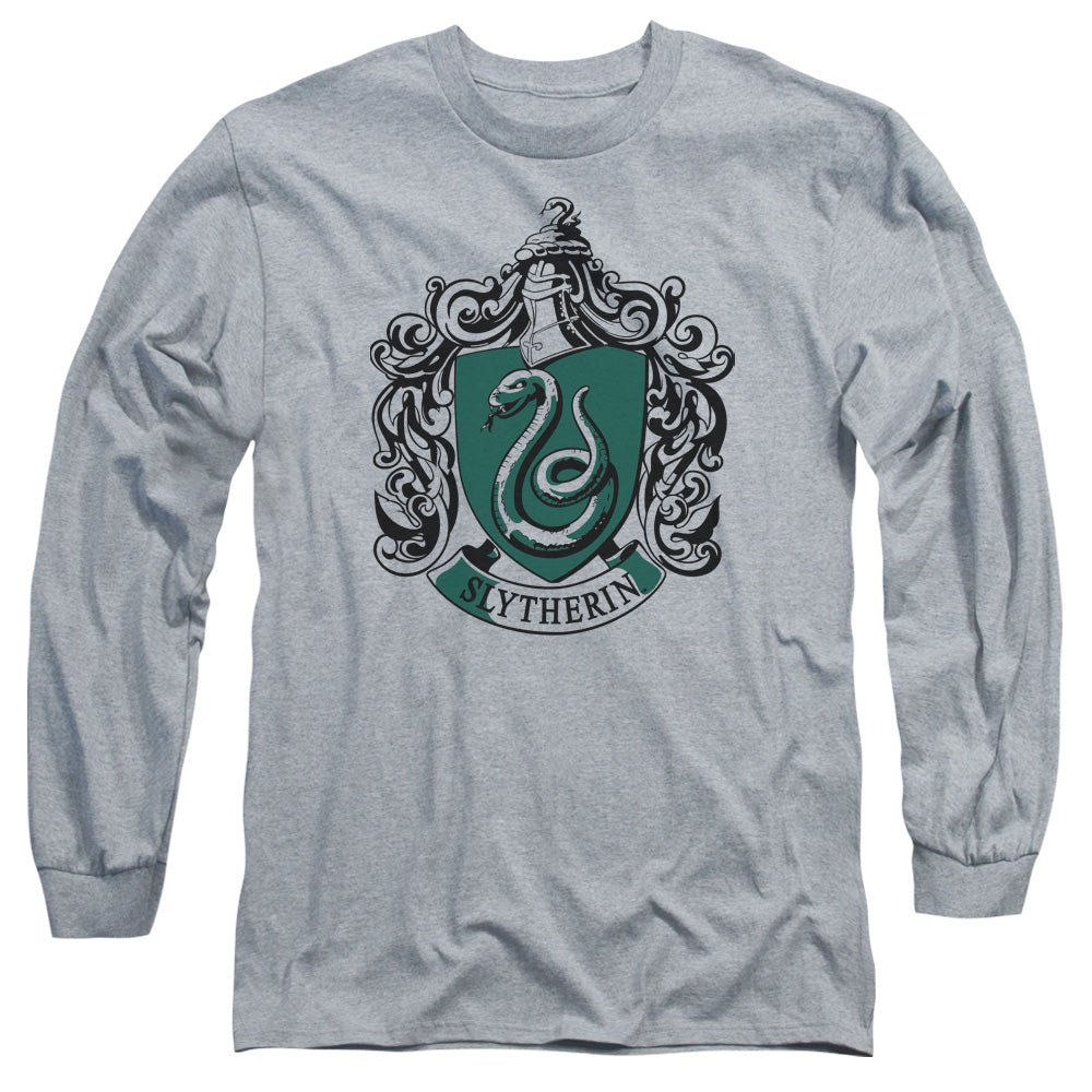 Harry Potter Slytherin Crest Mens Long Sleeve Shirt Athletic Heather