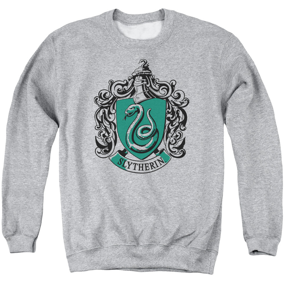 Harry Potter Slytherin Crest Mens Crewneck Sweatshirt Athletic Heather