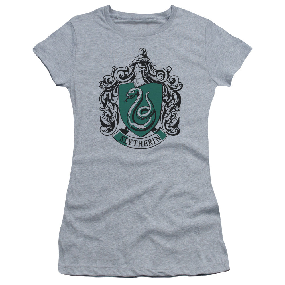 Harry Potter Slytherin Crest Junior Sheer Cap Sleeve Womens T Shirt Athletic Heather