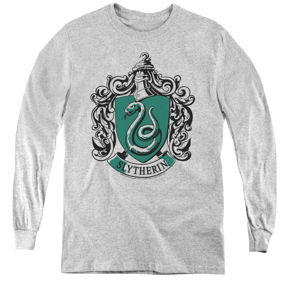 Harry Potter Slytherin Crest Long Sleeve Kids Youth T Shirt Athletic Heather