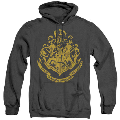Harry Potter Hogwarts Crest Mens Heather Hoodie Black Officially Licensed
