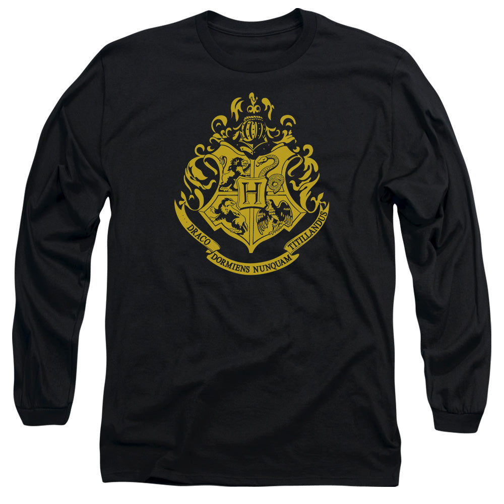 Harry Potter Hogwarts Crest Mens Long Sleeve Shirt Black