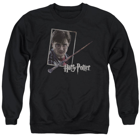 Harry Potter Harrys Wand Portrait Mens Crewneck Sweatshirt Black