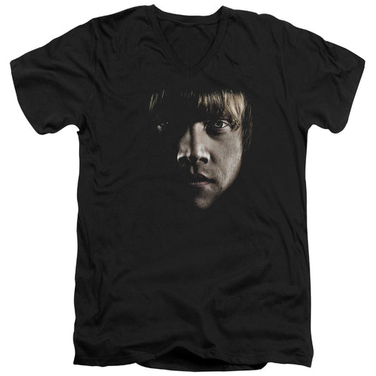Harry Potter Ron Poster Head Mens Slim Fit V-Neck T Shirt Black