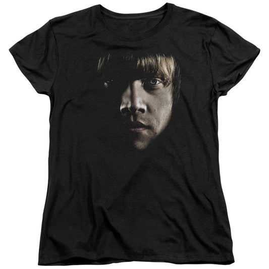 Harry Potter Ron Poster Head Womens T Shirt Black