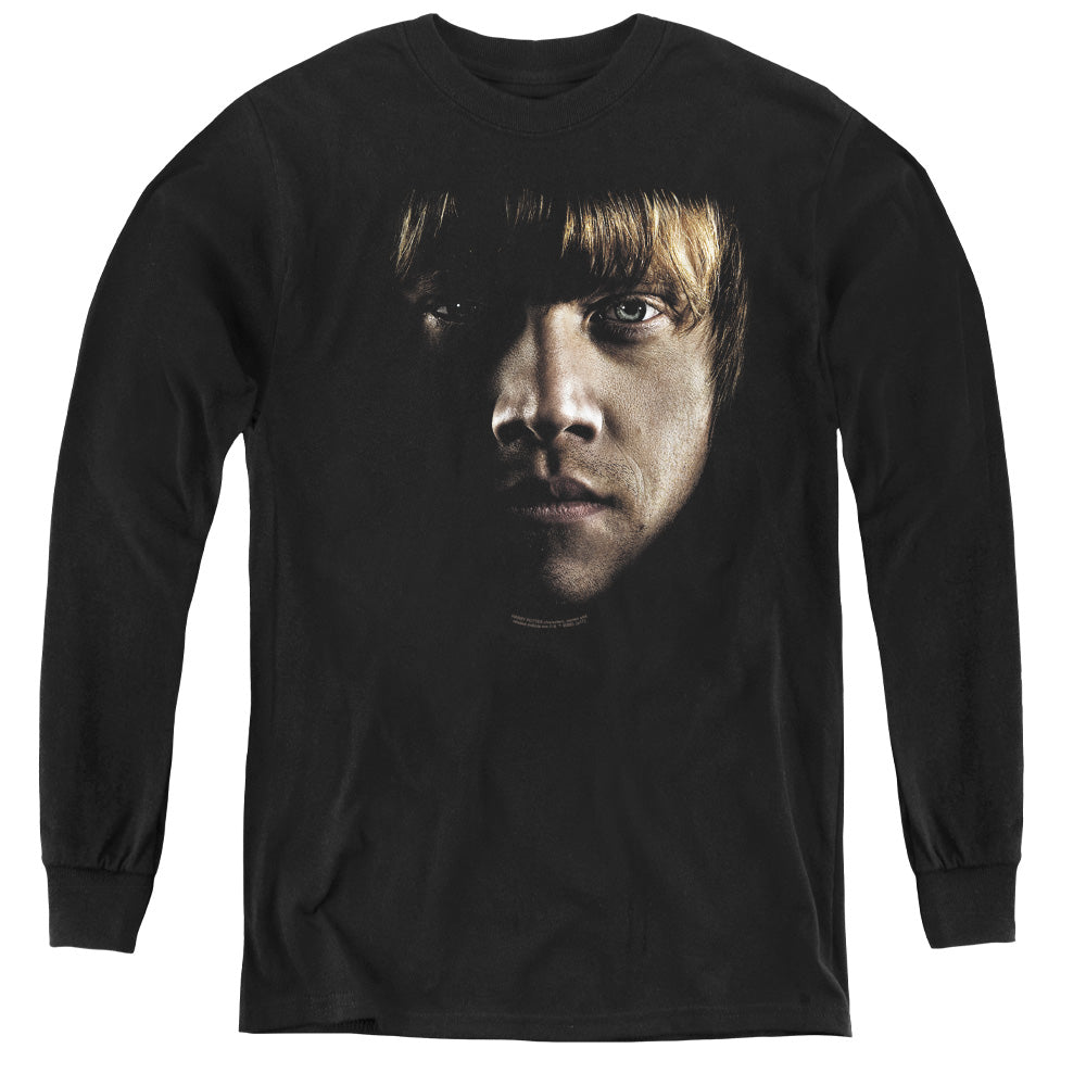 Harry Potter Ron Poster Head Long Sleeve Kids Youth T Shirt Black