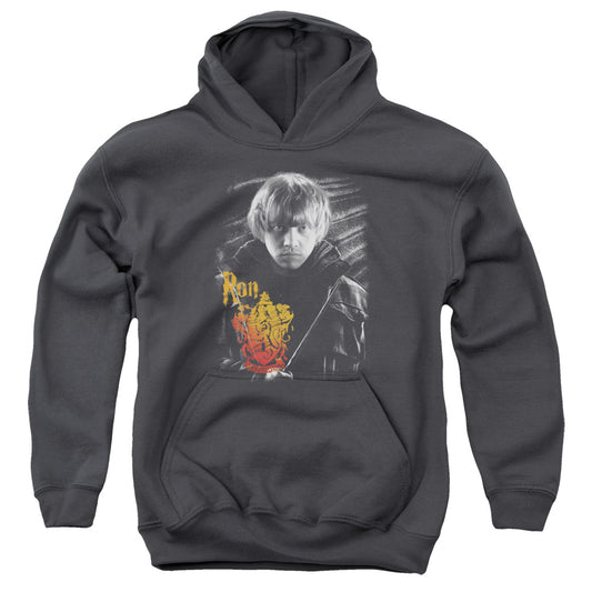 Harry Potter Ron Portrait Kids Youth Hoodie Charcoal