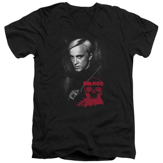Harry Potter Draco Portrait Mens Slim Fit V-Neck T Shirt Black