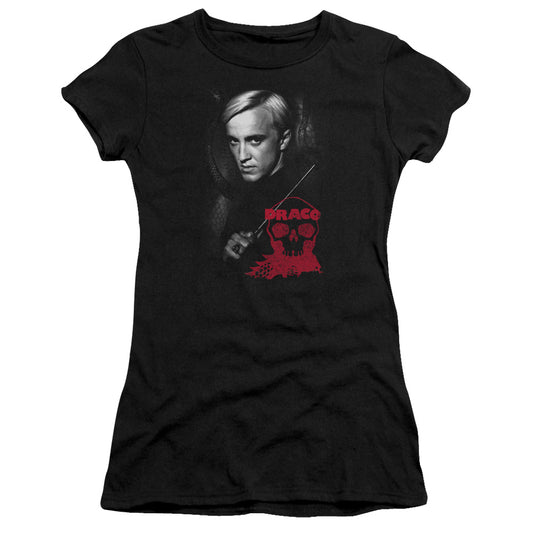 Harry Potter Draco Portrait Junior Sheer Cap Sleeve Womens T Shirt Black